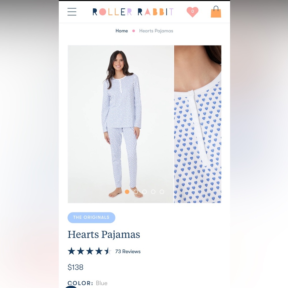 Roller Rabbit Blue Heart Pajamas